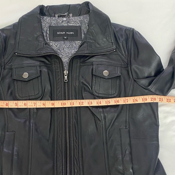 NWOT Black Rivet Wilsons Genuine Leather Moto Jacket In Black Size XL. - Picture 5 of 11